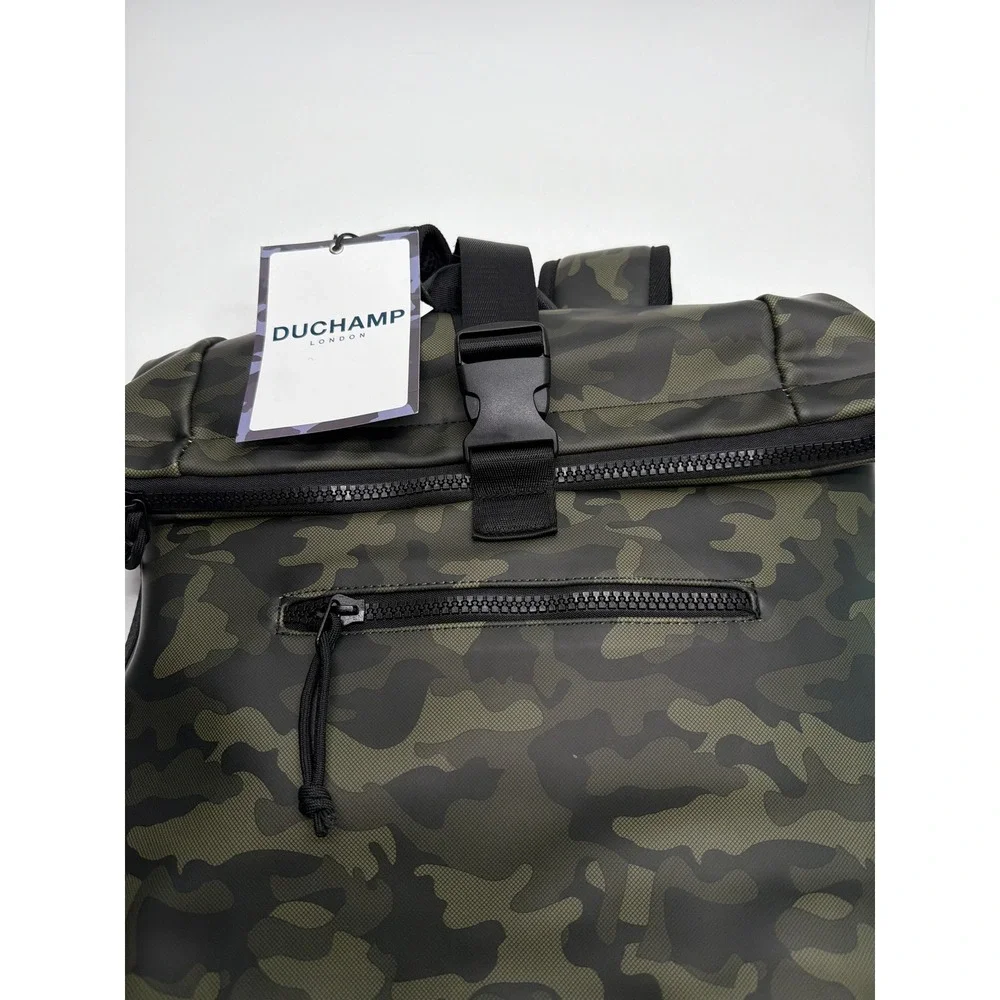 Duchamp London Olive Camouflage Foldover Backpack USB Port Laptop Sleeve 16632